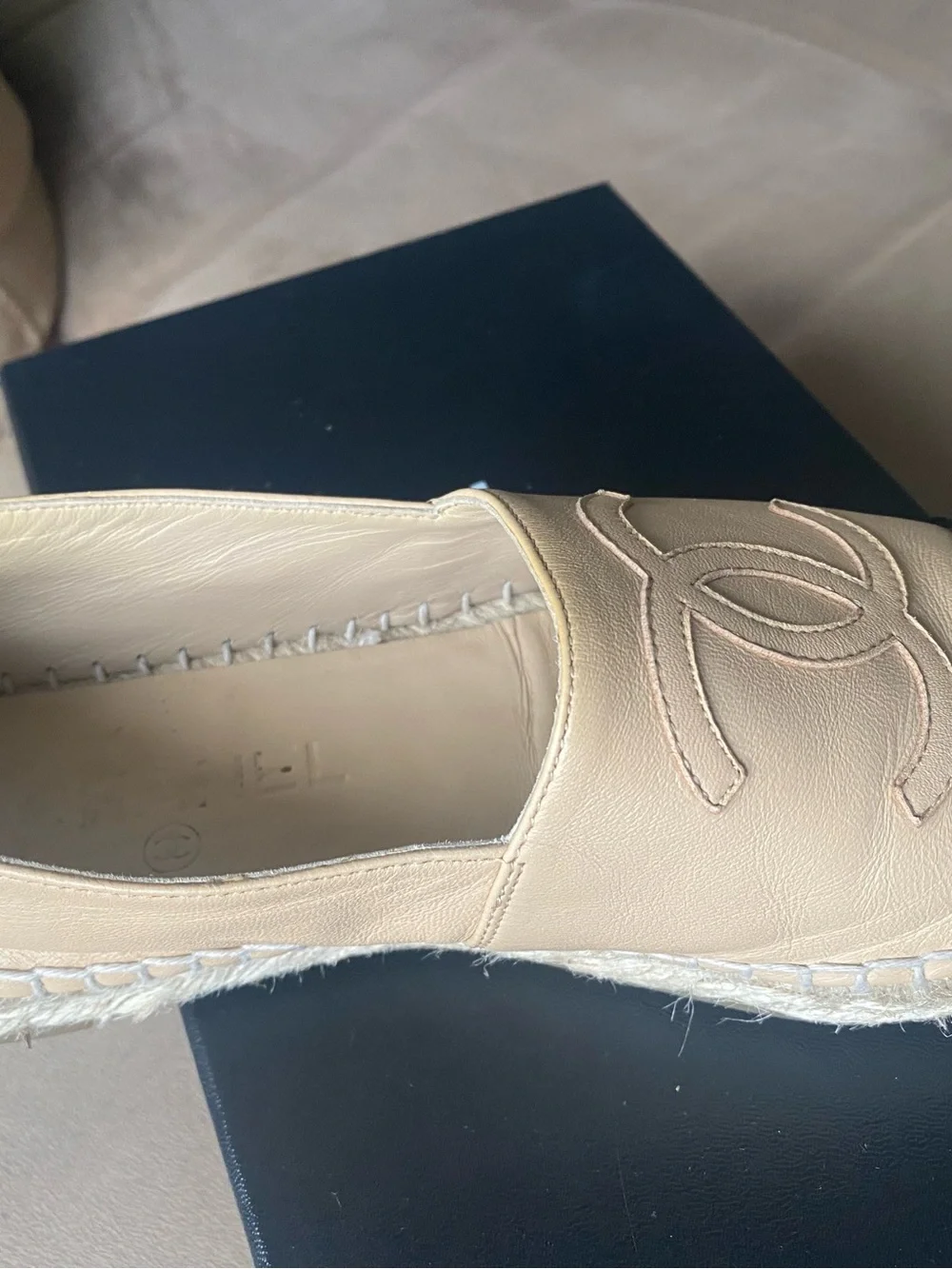 Chanel Beige with Black Toe Espadrilles